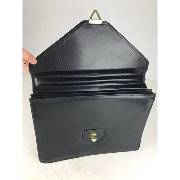 Moda Italiana Unisex Black Leather Inner Dividers Detachable Strap Shoulder Bag - Picture 8 of 10